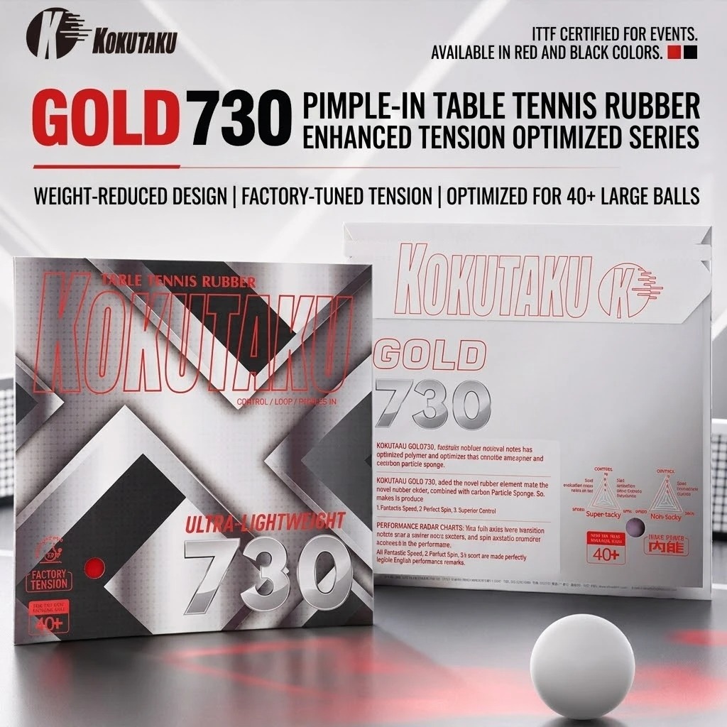 Table Tennis Game - Kokutaku Table Tennis Racket Rubber Gold