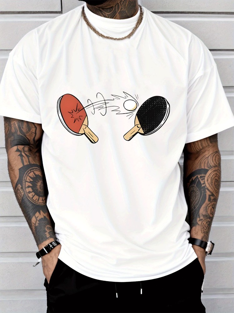 Table Tennis Outfit Male - Mens Summer Tee Cartoon Table Tennis