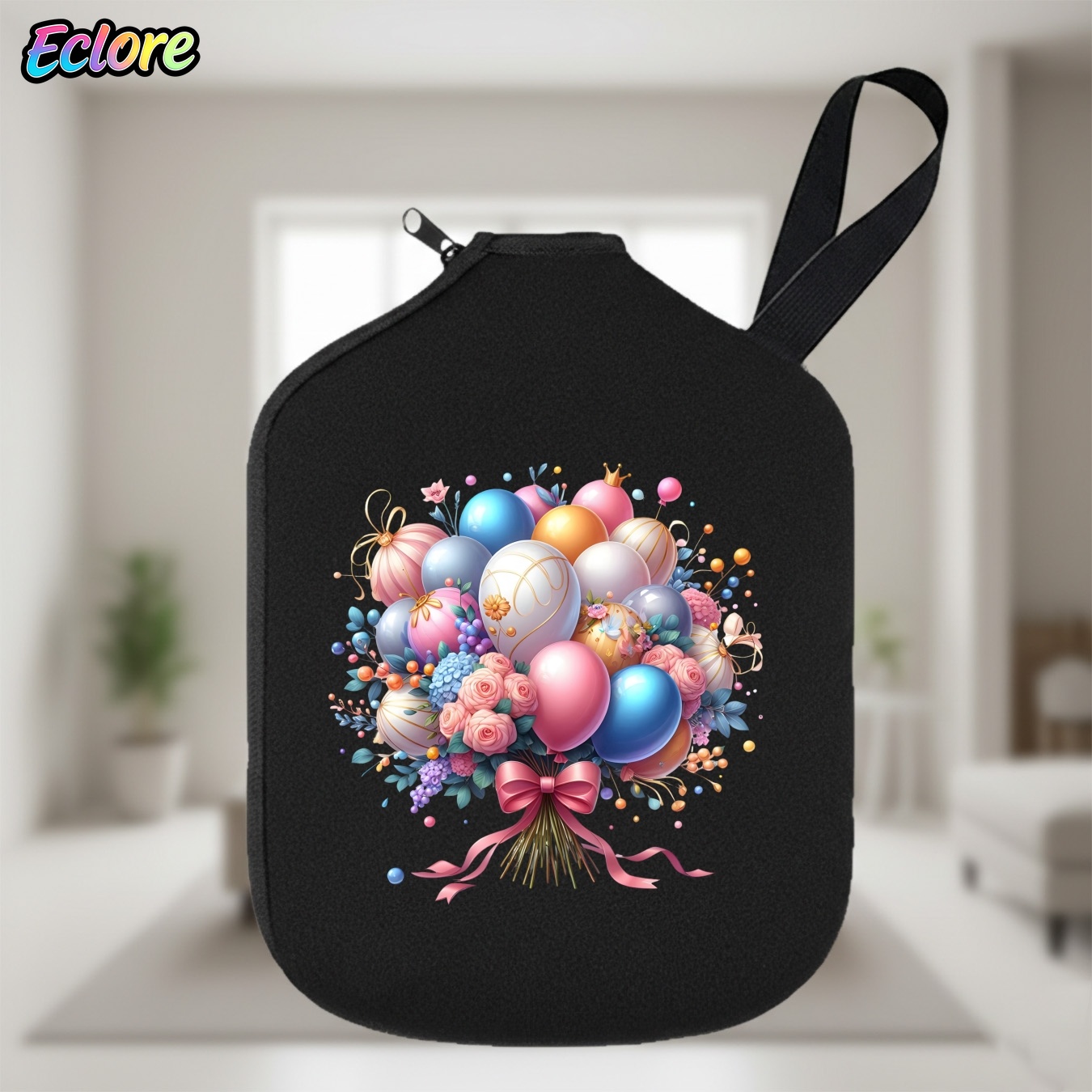 Table Tennis Game - Colorful Flower Balloon Bouquet Pickleball Paddle