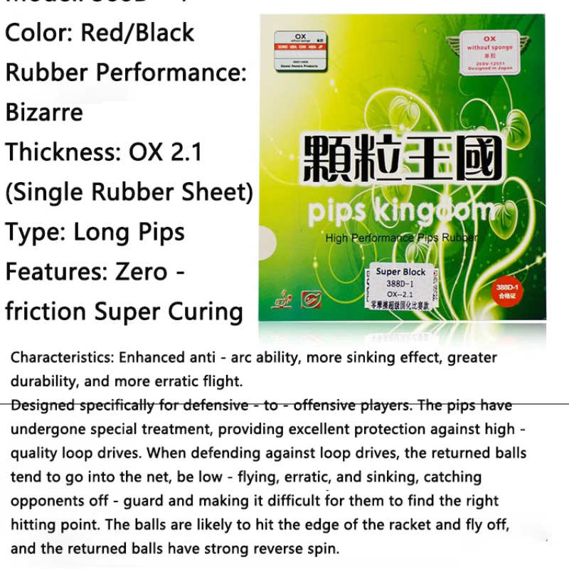 Cured Long Pips OX Pingpong Ru - Table Tennis Zlc recension och pris